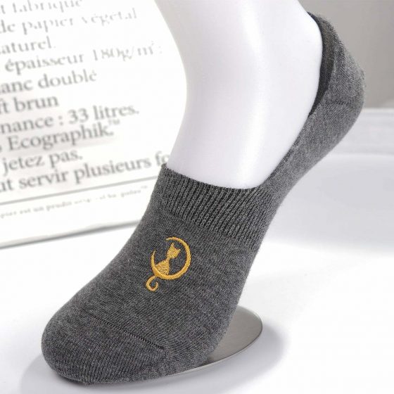 Q&Y Γυναικείες Αόρατες Κάλτσες με Σχέδιο Moon Cat 3 Ζευγάρια