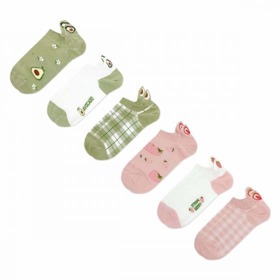 FANCY GIFT BOX Κάλτσες με Σχέδια Avocado and Strawberry και Γλωσσάκι 6 Ζευγάρια