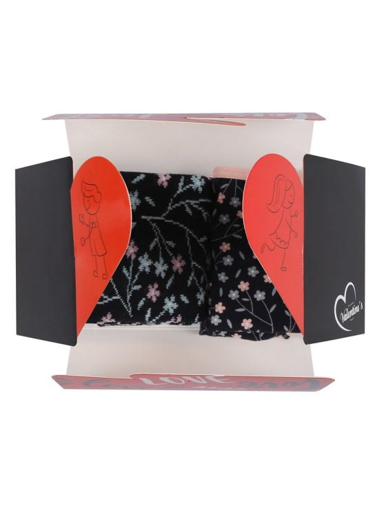 BLR Σετ Γυναικείο Εσώρουχο με Κάλτσα με Σχέδια Flowers σε Συσκευασία Δώρου Happy Valentine's