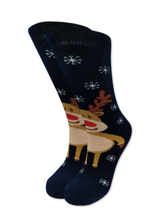 TST Χριστουγεννιάτικη Κάλτσα Πετσετέ με Σχέδια Smiling Reindeer