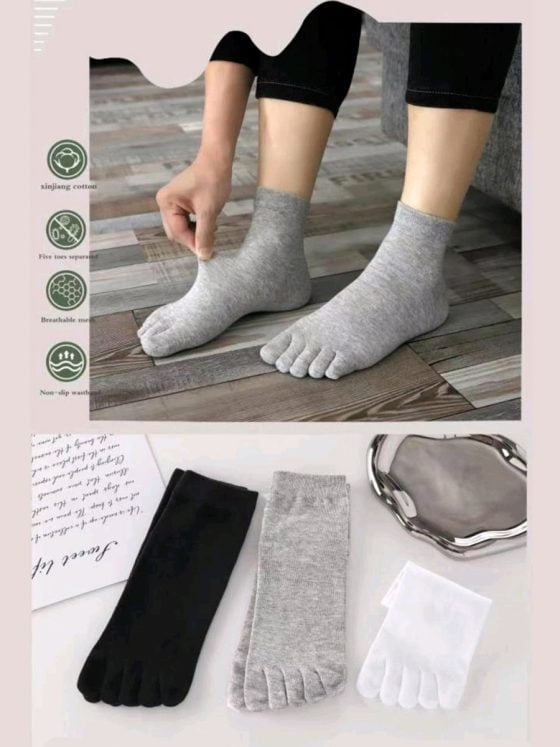Q&Y Κάλτσες με Δάχτυλα Toe Socks Μονόχρωμες 3 Ζευγάρια