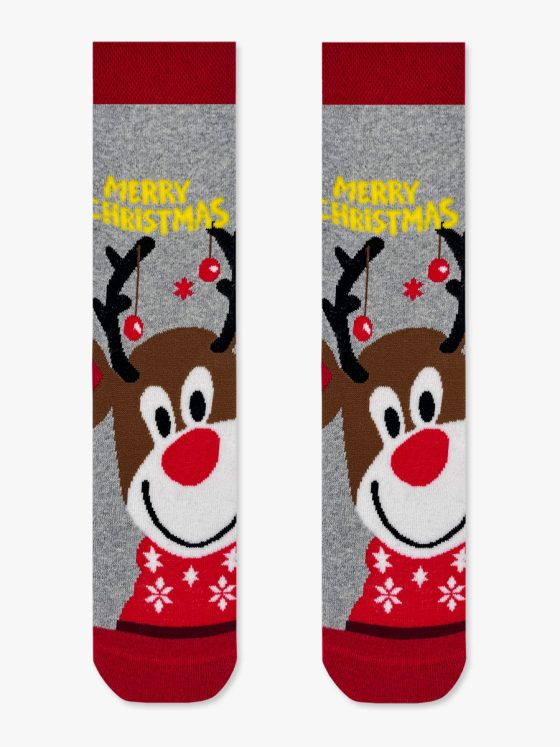 AXID Χριστουγεννιάτικη Κάλτσα Πετσετέ με Σχέδια Happy Reindeer