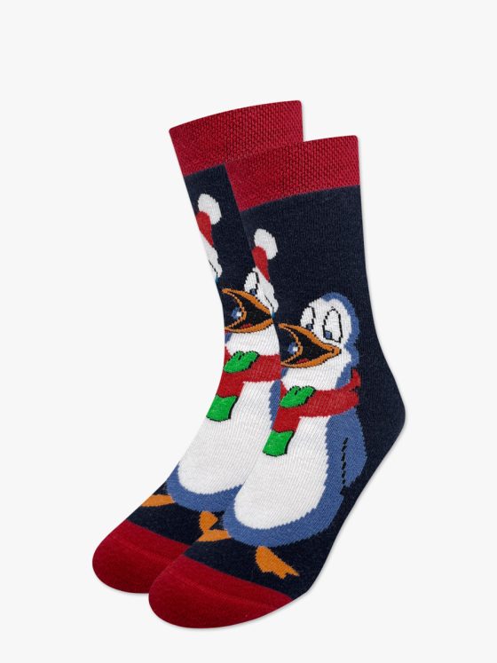 AXID Χριστουγεννιάτικη Κάλτσα Πετσετέ με Σχέδια Singing Penguins