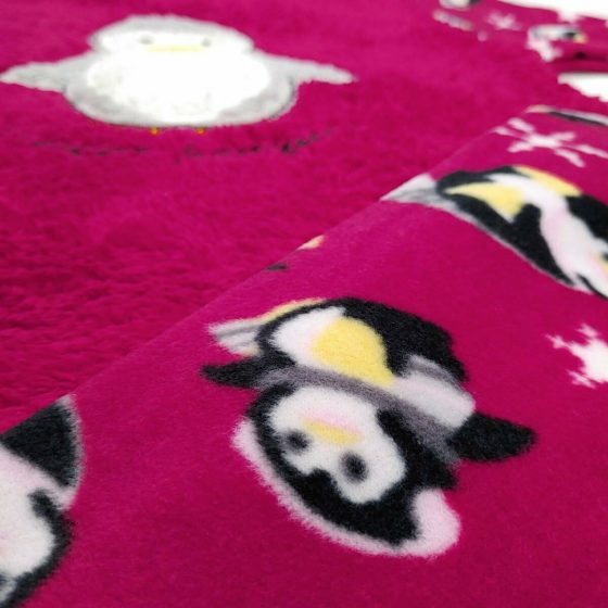 TIWI NIGHT Παιδική Μακρυμάνικη Πιτζάμα Fleece Sweet Penguins με Μάσκα Ύπνου