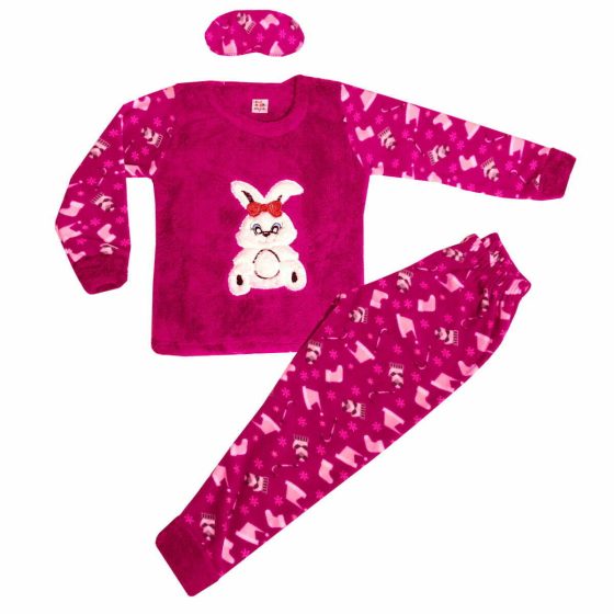 TIWI NIGHT Παιδική Μακρυμάνικη Πιτζάμα Fleece με Σχέδιο Little Bunny με Μάσκα Ύπνου