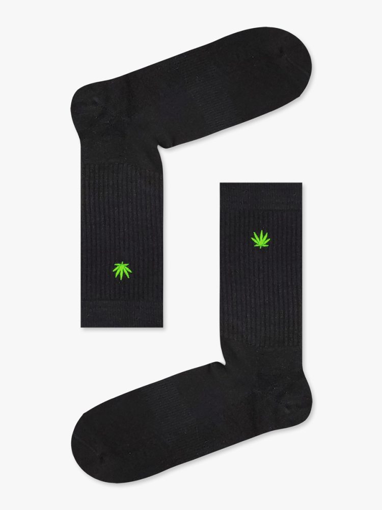 Κάλτσα Βαμβακερή Πετσετέ με Cannabis Embroidered RTO