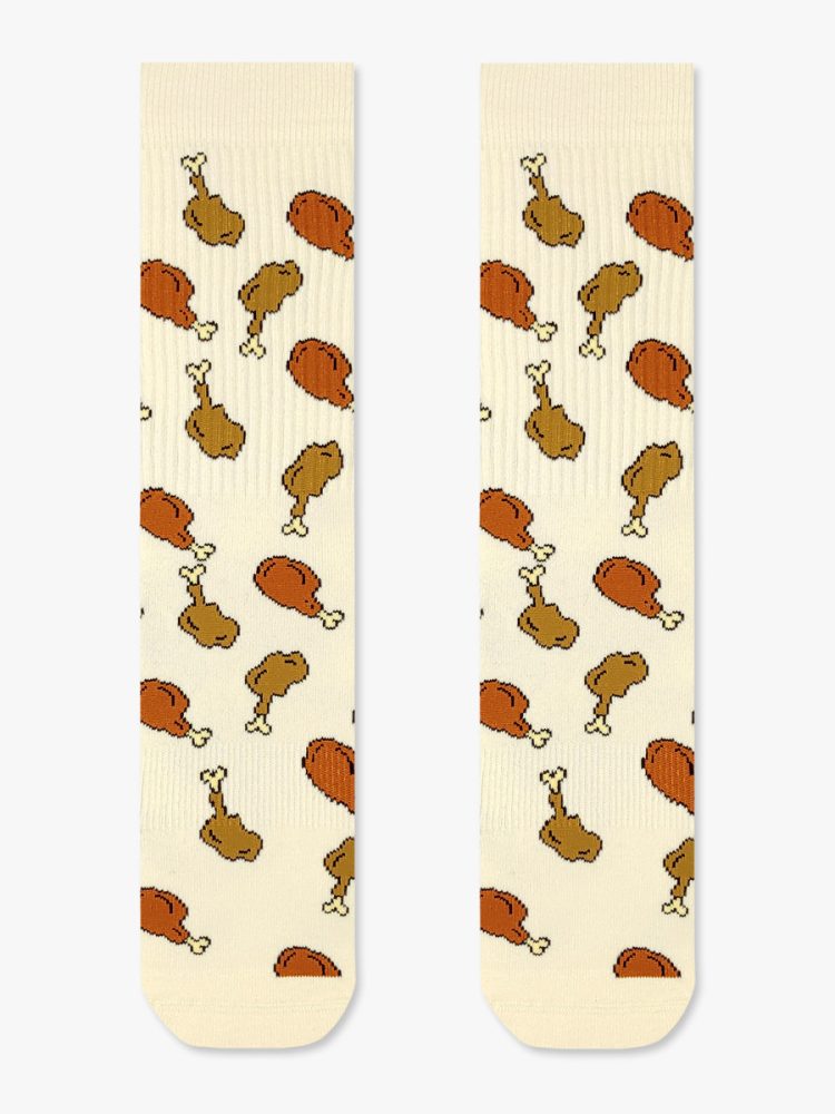 Κάλτσα Βαμβακερή Πετσετέ με Σχέδια Chicken Drumsticks RTO