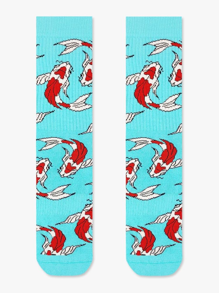 Κάλτσα Βαμβακερή Πετσετέ με Σχέδια Fish Koi RTO