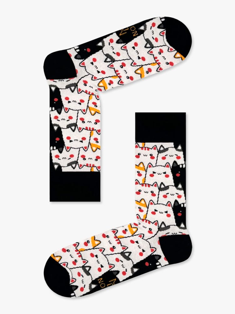 Κάλτσα Βαμβακερή με Σχέδια Cat Pattern NODO