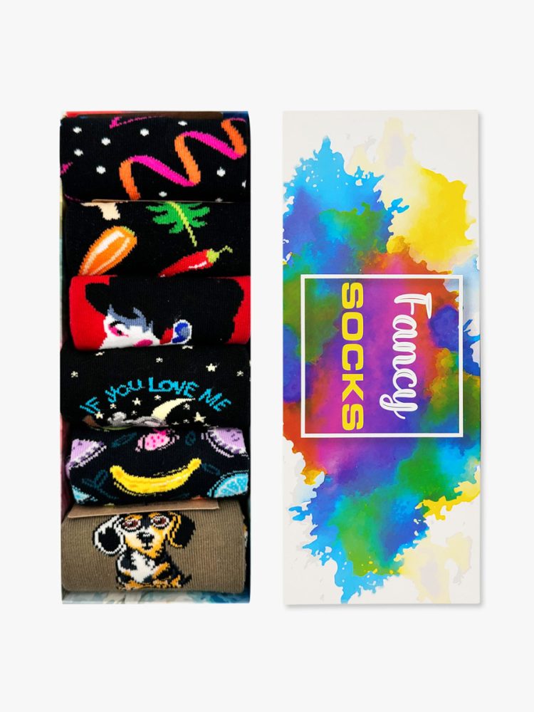 GIFT BOX Κάλτσες Βαμβακερές με Σχέδια Mixed 6 Ζευγάρια NODO