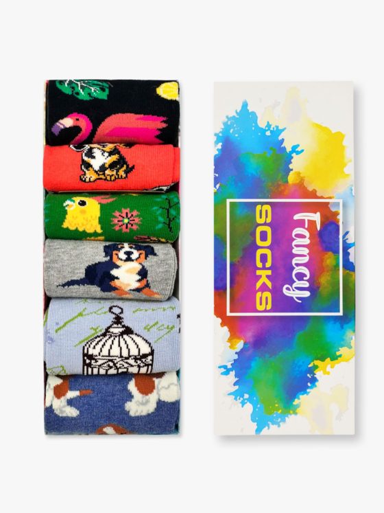 GIFT BOX Κάλτσες Βαμβακερές με Σχέδια Animals 6 Ζευγάρια NODO