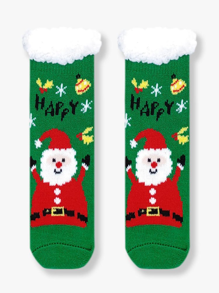 Χριστουγεννιάτικη Παιδική Καλτσοπαντόφλα Χνουδωτή Ηappy Santa με Αντιολισθητικό Πάτο YTLI