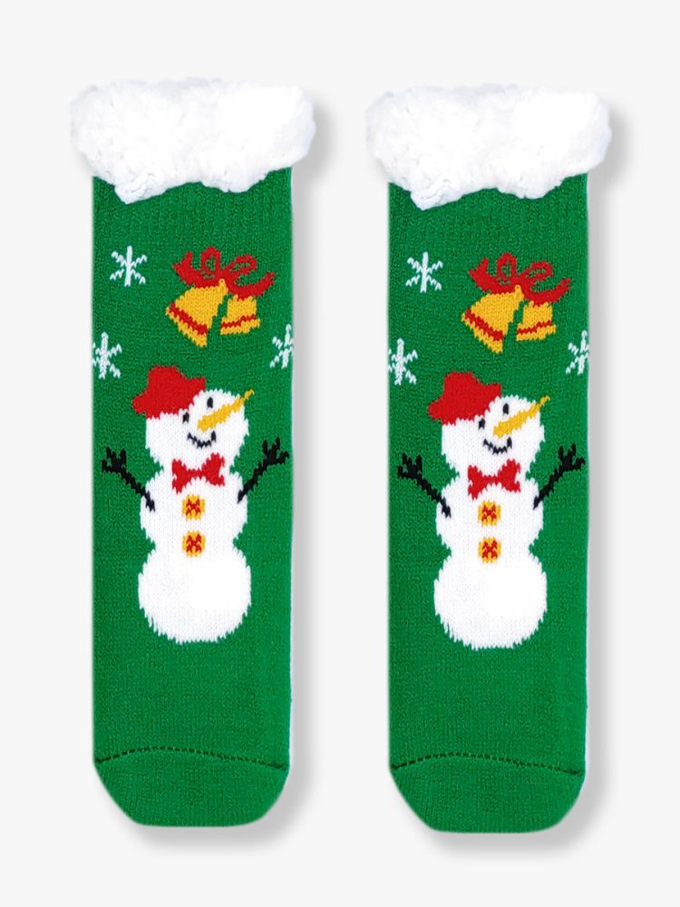 Χριστουγεννιάτικη Παιδική Καλτσοπαντόφλα Χνουδωτή Ηappy Snowman με Αντιολισθητικό Πάτο YTLI