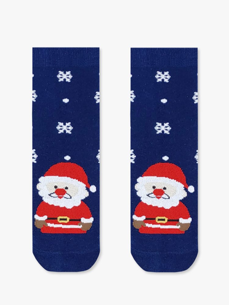 Χριστουγεννιάτικη Παιδική Κάλτσα Βαμβακερή με Σχέδια Santa Snowflakes YTLI