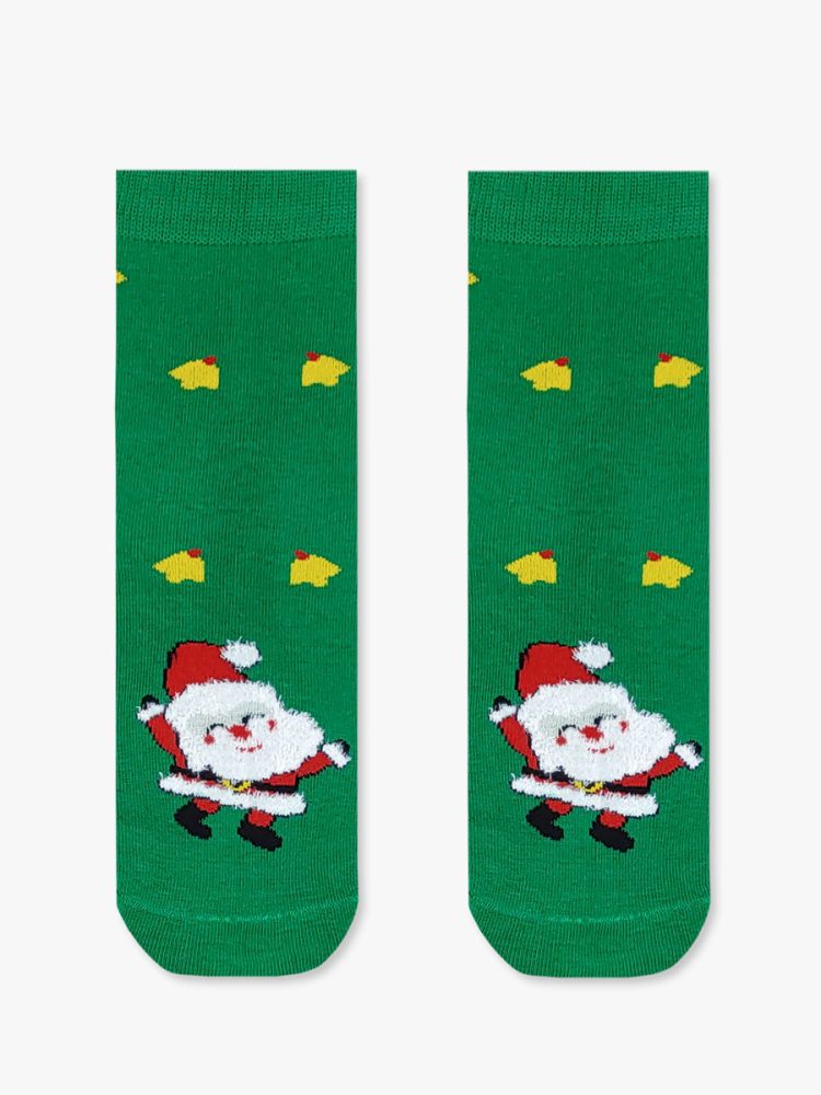 Χριστουγεννιάτικη Παιδική Κάλτσα Βαμβακερή με Σχέδια Santa & Trees YTLI