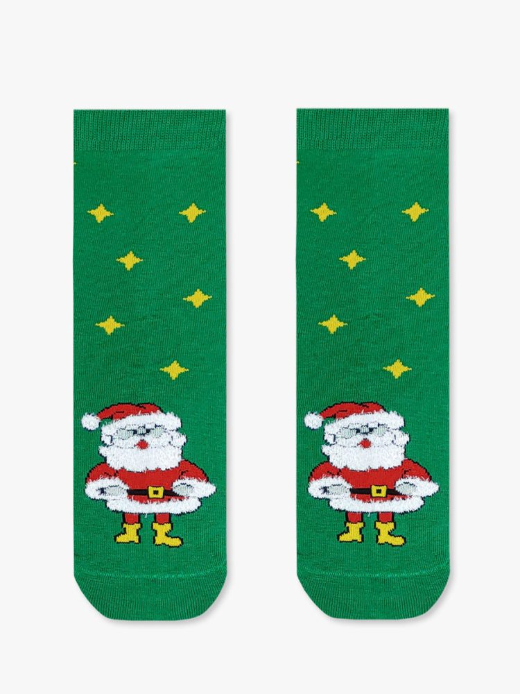 Χριστουγεννιάτικη Παιδική Κάλτσα Βαμβακερή με Σχέδια Santa In Stars YTLI