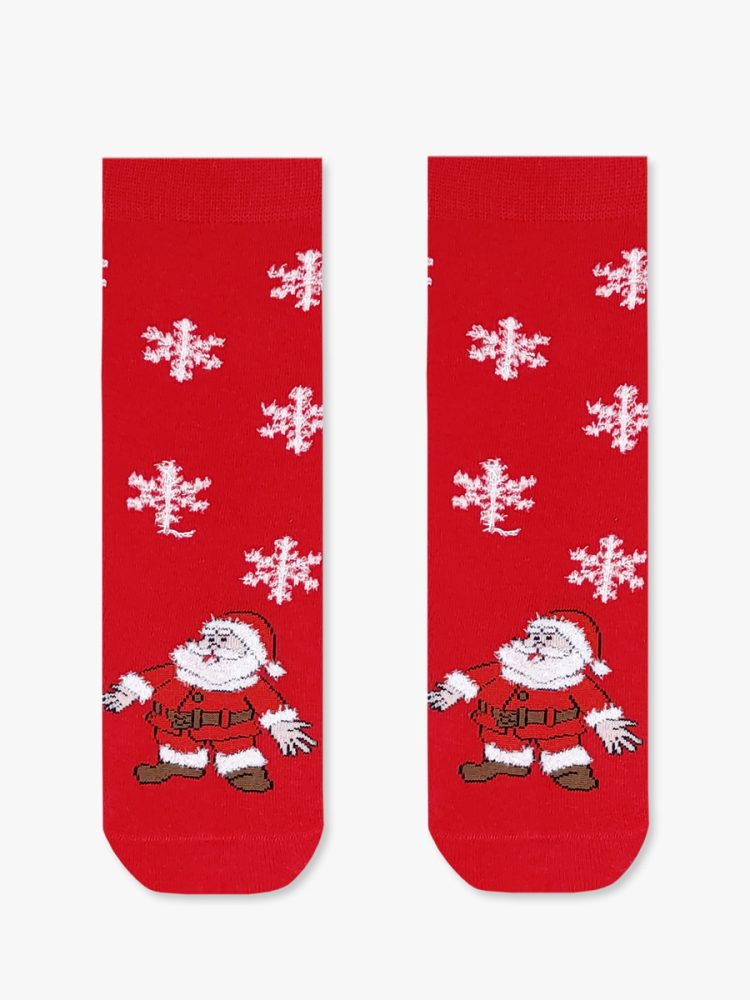 Χριστουγεννιάτικη Παιδική Κάλτσα Βαμβακερή με Σχέδια Santa In Snow YTLI