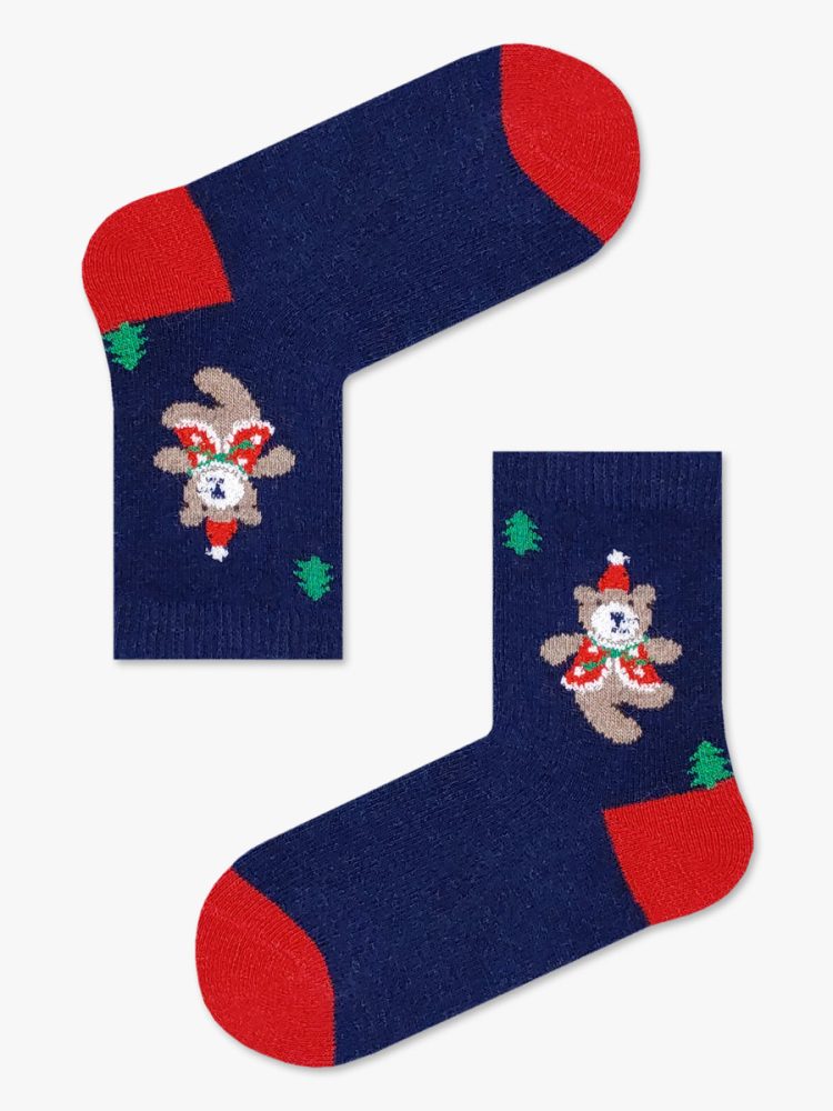 Χριστουγεννιάτικη Παιδική Κάλτσα Μάλλινη με Σχέδια Teddy Christmas YTLI