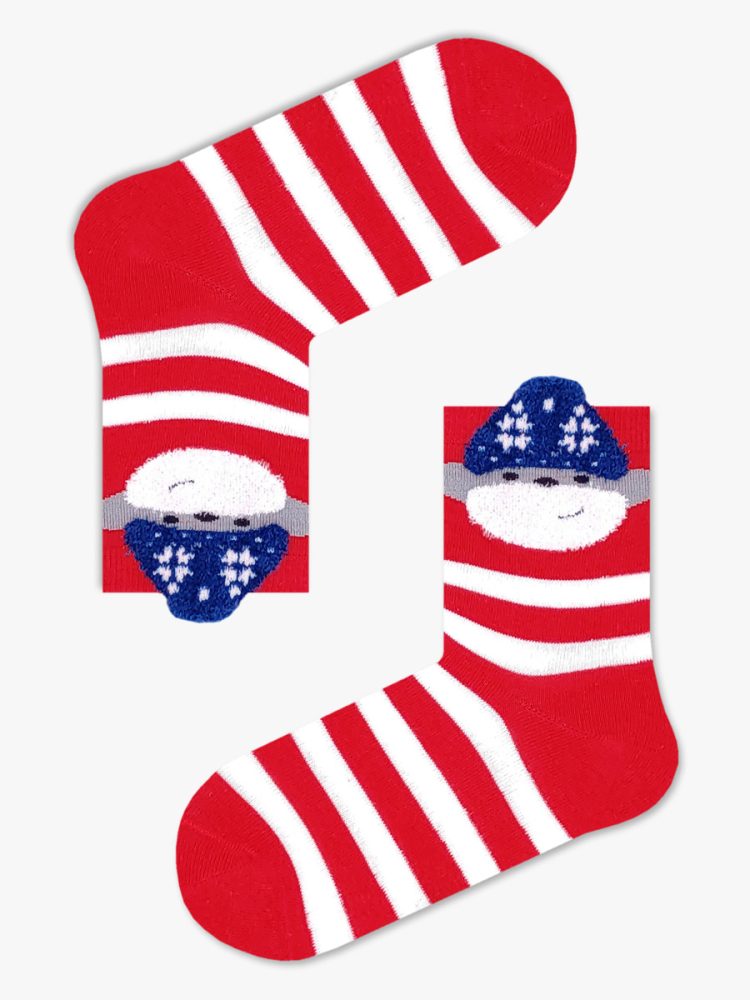 Χριστουγεννιάτικη Παιδική Κάλτσα Βαμβακερή με Σχέδια Christmas Monkey Face YTLI