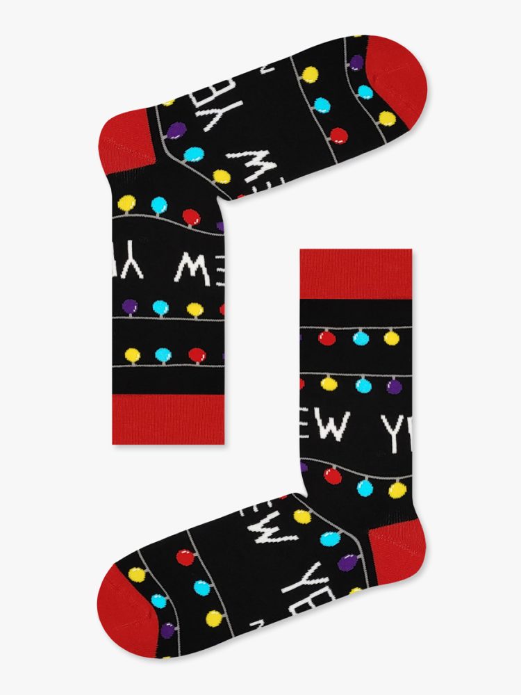 Χριστουγεννιάτικη Κάλτσα Πετσετέ με Σχέδια Happy New Year NODO