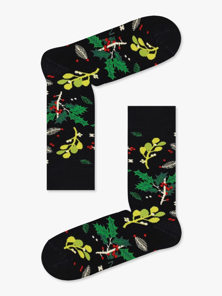 Χριστουγεννιάτικη Κάλτσα Πετσετέ με Σχέδια Christmas Mistletoe & Holly NODO