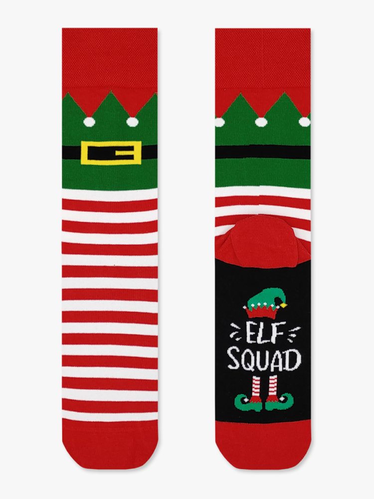Χριστουγεννιάτικη Κάλτσα Βαμβακερή με Σχέδια Elf Squad NODO