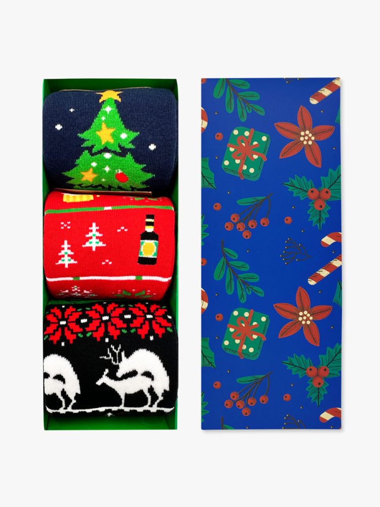 GIFT BOX Κάλτσες Βαμβακερές Πετσετέ με Χριστουγεννιάτικα Σχέδια Mixed 3 Ζευγάρια NODO