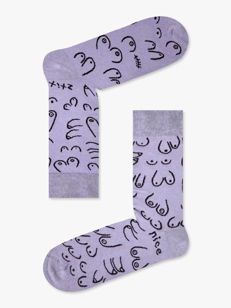 Κάλτσα Βαμβακερή με Σχέδια Boobs NODO