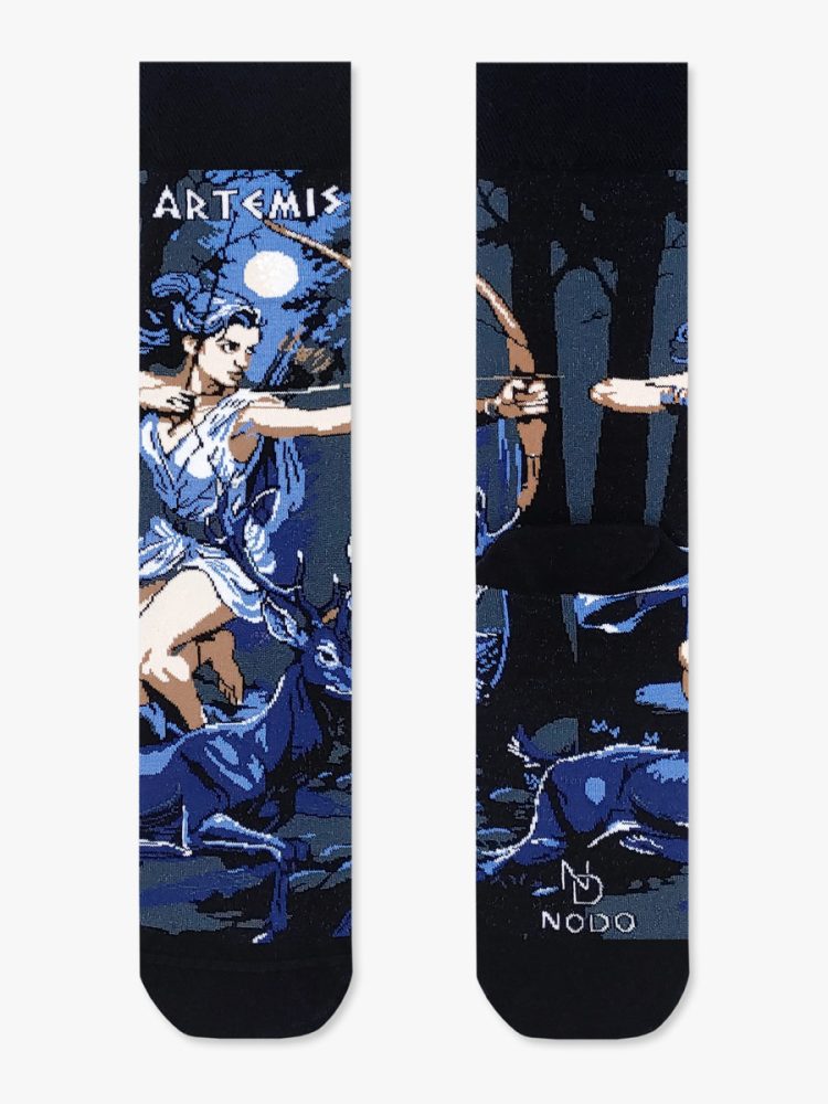 Βαμβακερή Κάλτσα με Σχέδια Greek Goddess Artemis by Night NODO
