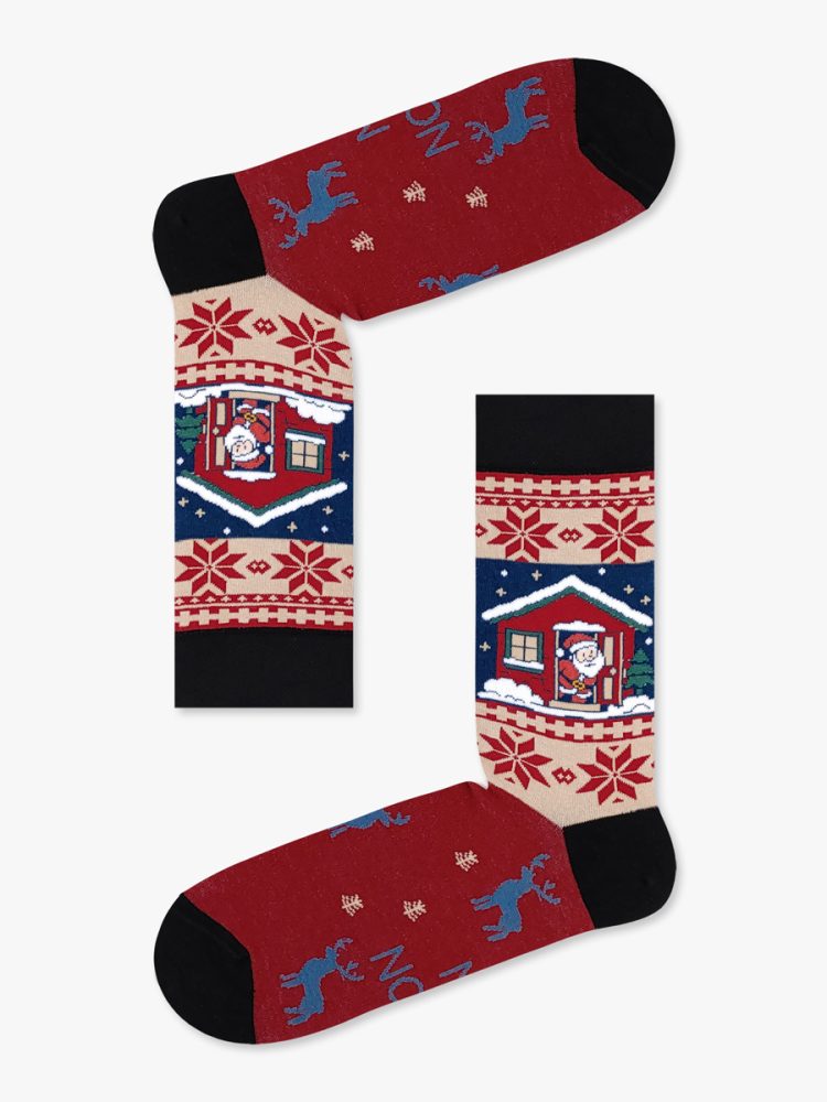 Χριστουγεννιάτικη Κάλτσα Βαμβακερή με Σχέδια Santa's Home NODO