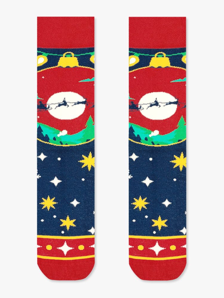 Χριστουγεννιάτικη Κάλτσα Βαμβακερή με Σχέδια Christmas Magic Ball NODO