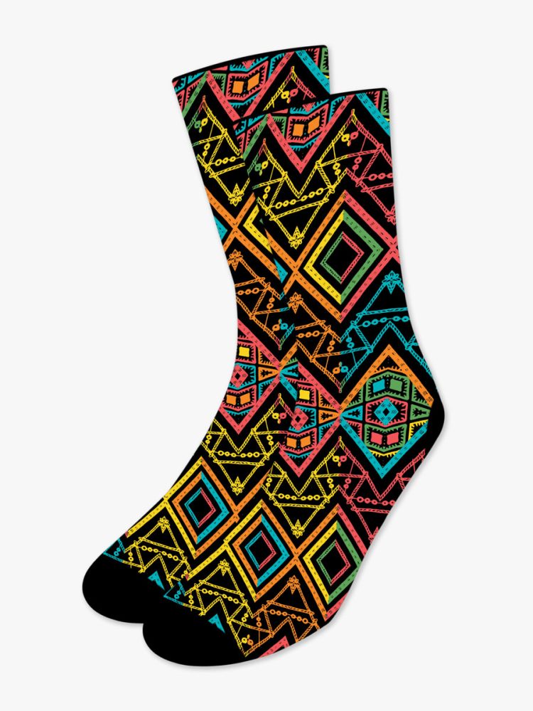 Κάλτσα Τυπωμένη με Σχέδια Tribe Neon Vibes NODO