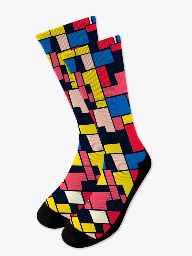 Αθλητική Κάλτσα Τυπωμένη με Σχέδια Color Block Vibes NODO