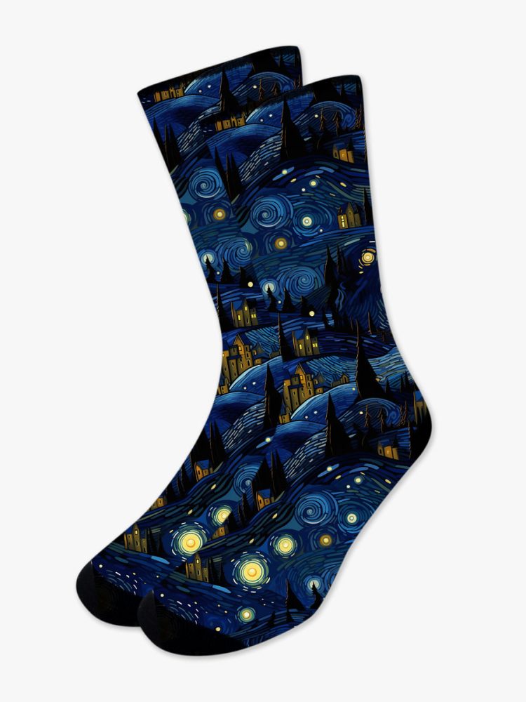 Κάλτσα Τυπωμένη με Σχέδια Van Gogh Starry Night NODO