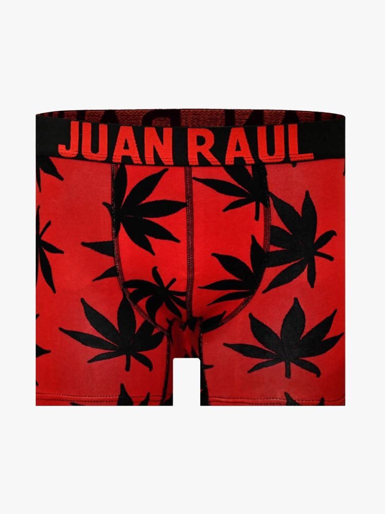 Ανδρικό Μποξεράκι Βαμβακερό με Σχέδια Marijuana Red JUAN RAUL