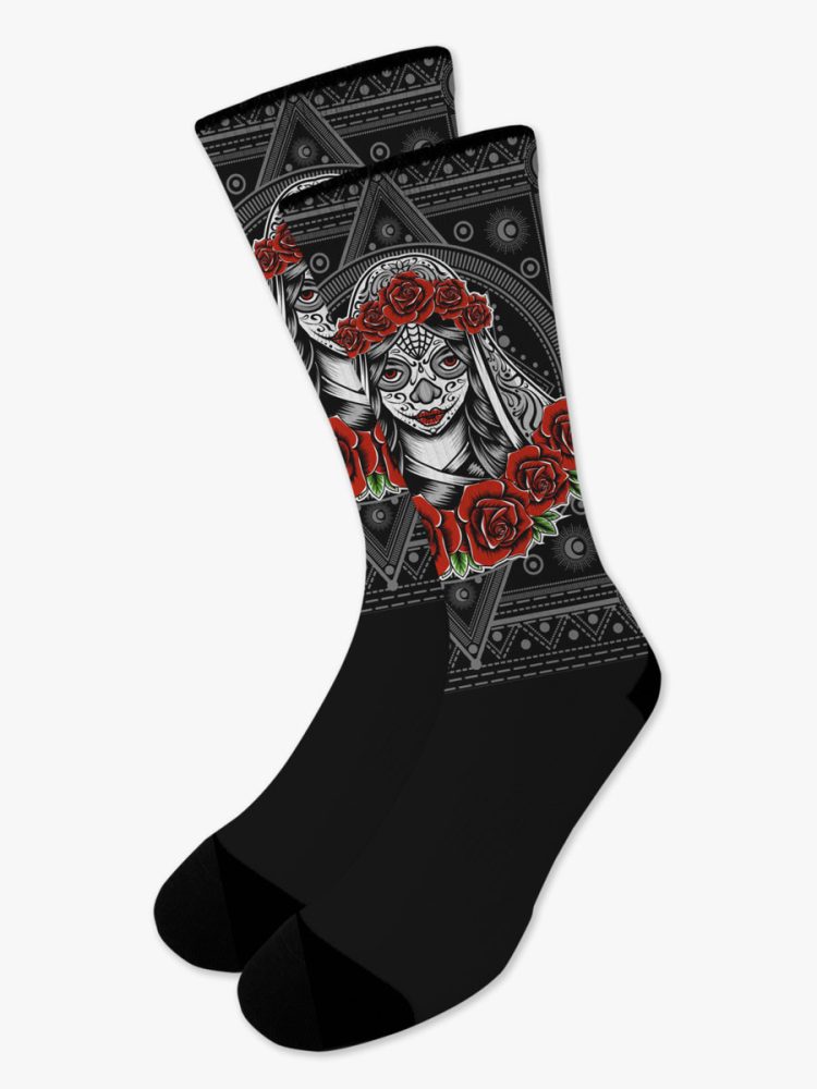 Αθλητική Κάλτσα Τυπωμένη με Σχέδια Gothic Calavera NODO