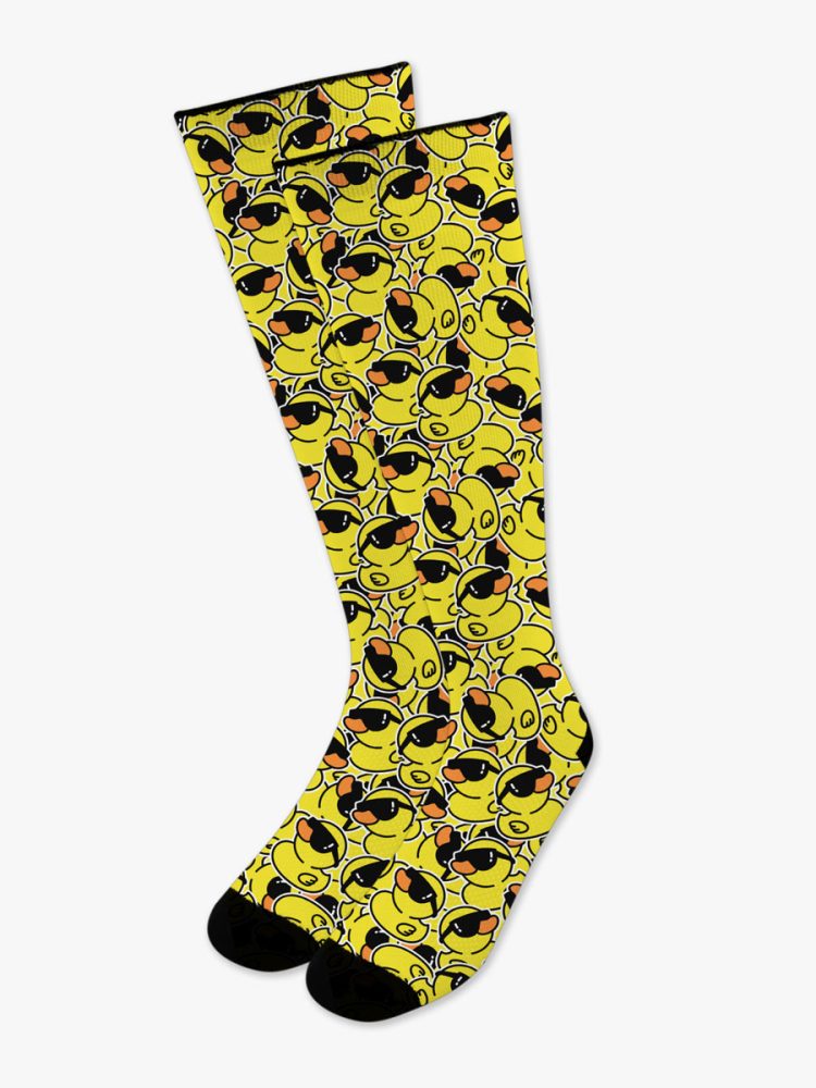 Ψηλή Αθλητική Κάλτσα Τυπωμένη με Σχέδια Cool Ducks NODO