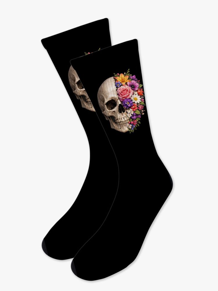 Αθλητική Κάλτσα Τυπωμένη με Σχέδια Skull Bloom NODO