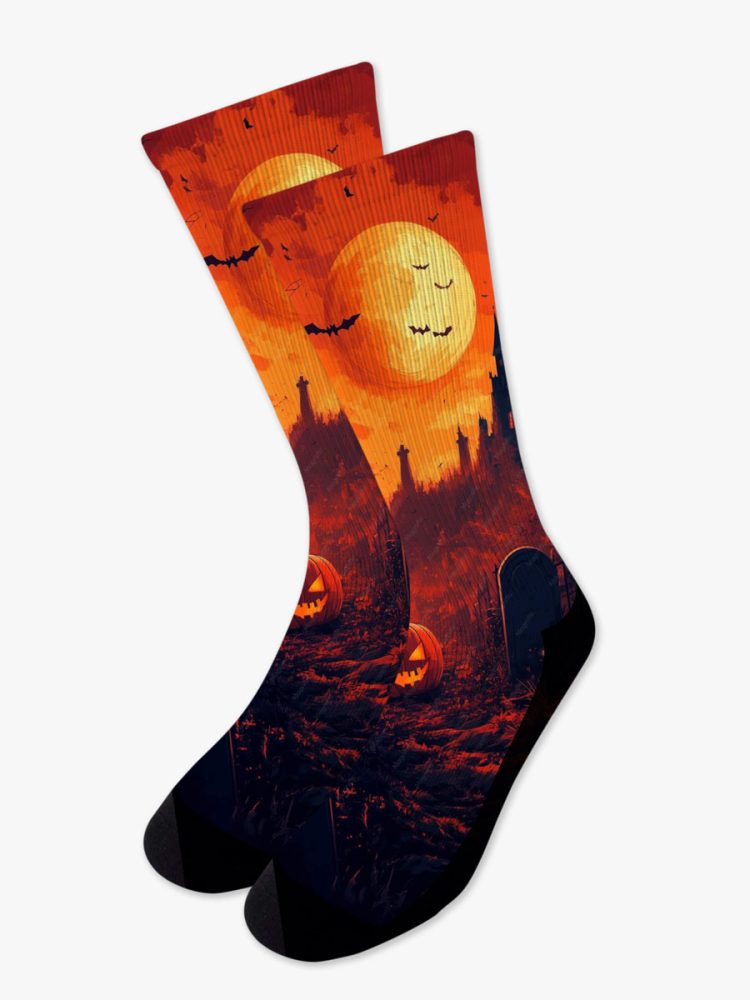 Αθλητική Κάλτσα Τυπωμένη με Σχέδια Spooky Full Moon NODO