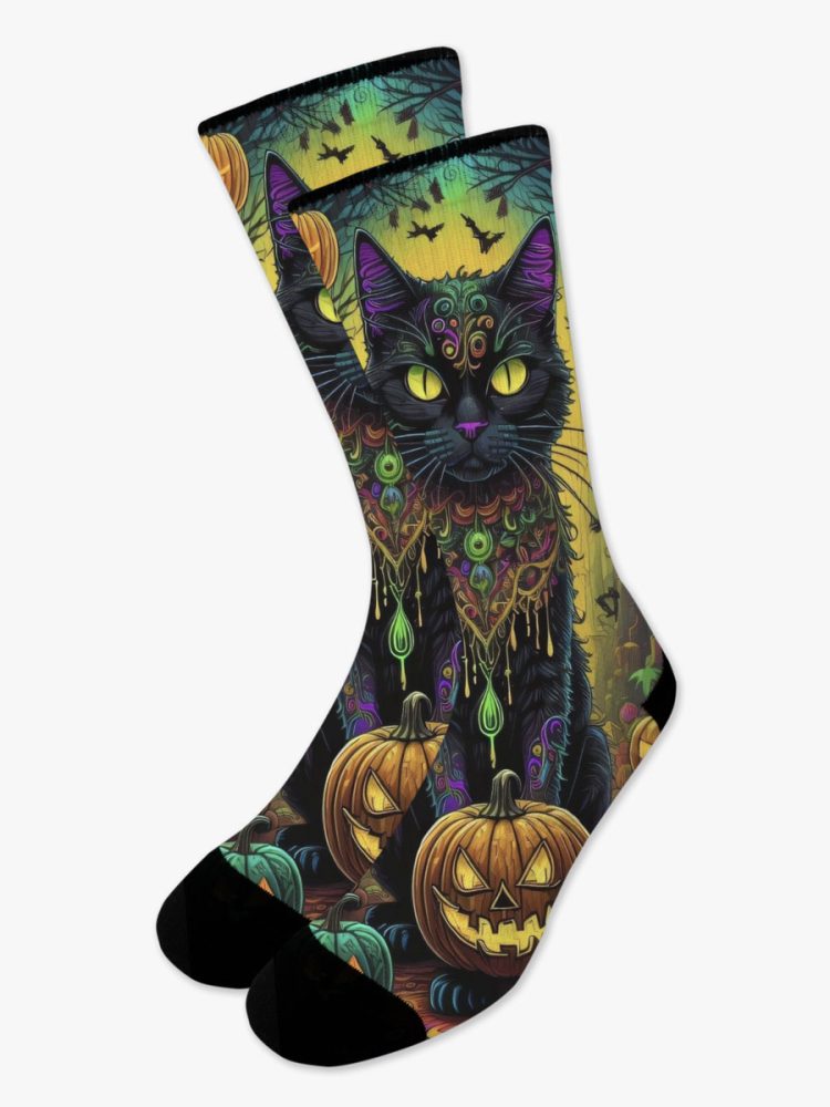 Αθλητική Κάλτσα Τυπωμένη με Σχέδια Black Cat Spell NODO